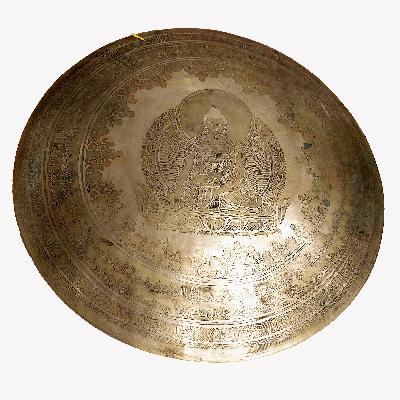 Tibetan {handmade] Gong With Buddha Design, Wind Gong, Flat Gong