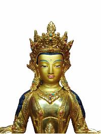 Buddhist Handmade Statue Of Aparimita [full Gold Plated, Stone Setting, Face Painted], Amitayus, Chepame