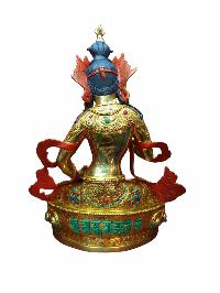 Buddhist Handmade Statue Of Aparimita [full Gold Plated, Stone Setting, Face Painted], Amitayus, Chepame