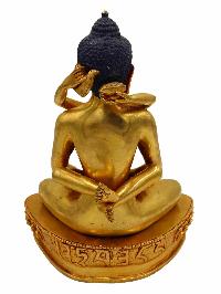 Buddhist Handmade Statue Of [samantabhadra], [full Fire Gold Plated], With Painted Face