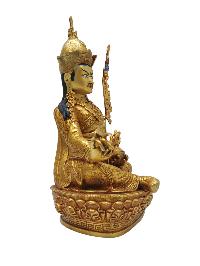 Buddhist Statue Of [padmasambhava], [guru Rinpoche], Gold Plated With Face Paint