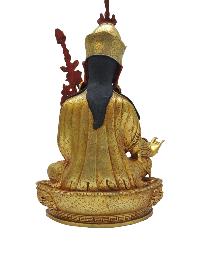 Buddhist Statue Of [padmasambhava], [guru Rinpoche], Gold Plated With Face Paint