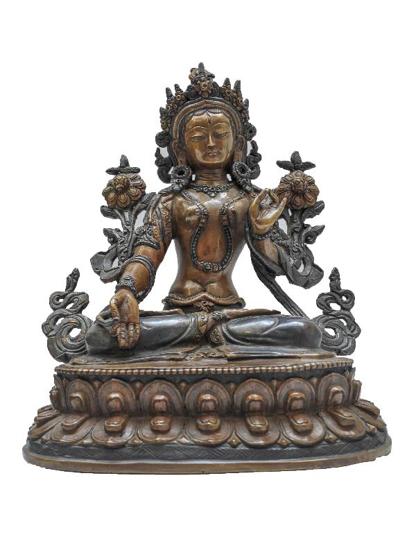 Buddhist Statue Of [white Tara], Double Color Oxidized Finishing