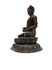 Buddhist Handmade Statue Of [amitabha Buddha] On Double Base, Chocolate Color Oxidation