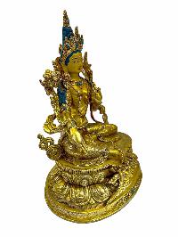 [master Quality], Buddhist Statue Of [green Tara], Full Gold Plated, Painted Face