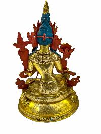 [master Quality], Buddhist Statue Of [green Tara], Full Gold Plated, Painted Face