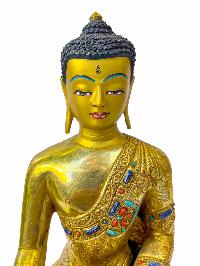 Buddhist Statue Of [shakyamuni Buddha], Full Gold Plated Painted Face