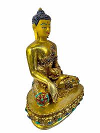 Buddhist Statue Of [shakyamuni Buddha], Full Gold Plated Painted Face