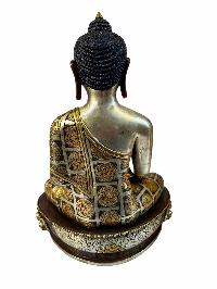 Buddhist Statue Of [shakyamuni Buddha], Double Color Oxidation, With Gold And Silver Plated