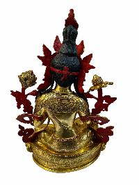 Buddhist Statue Of [green Tara], Full Gold Plated Painted Face