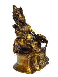 Buddhist Statue Of [yellow Jambhala], Full Gold Plated Antique Finishing