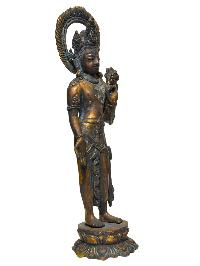 Buddhist Statue Of Standing Padmapani [avaloketesshvara], Chocolate Oxidized