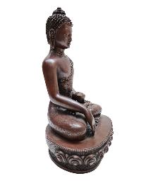 Buddhist Statue Of Shakyamuni Buddha, [chocolates Oxidized] With [flower Desigh]