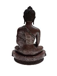 Buddhist Statue Of Shakyamuni Buddha, [chocolates Oxidized] With [flower Desigh]