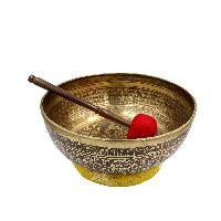 Buddhist Hand Beaten Jambati Singing Bowl, With Super Fine Etching Carving