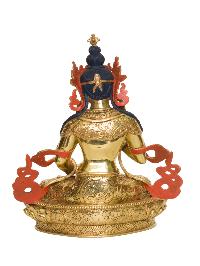 Buddhist Handmade Statue Of Vajrasattva [full Fire Gold Plated], [face Painted]