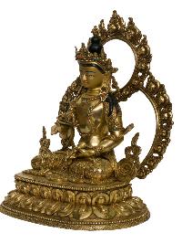 Buddhist Handmade Statue Of Vajrasattva [full Fire Gold Plated], [face Painted]