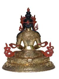 Buddhist Handmade Statue Of Aparimita [full Fire Gold Plated], [face Painted], Amitayus, Chepame