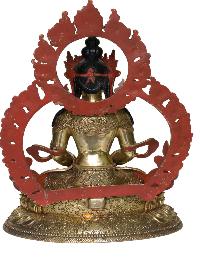 Buddhist Handmade Statue Of Aparimita [full Fire Gold Plated], [face Painted], Amitayus, Chepame