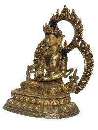 Buddhist Handmade Statue Of Aparimita [full Fire Gold Plated], [face Painted], Amitayus, Chepame