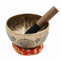 Buddhist Hand Beaten Jambati Singing Bowl, With Super Fine Etching Carving [antique]