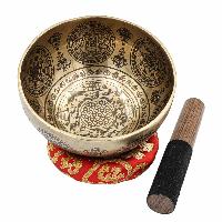 Buddhist Hand Beaten Jambati Singing Bowl, With Super Fine Etching Carving [antique]