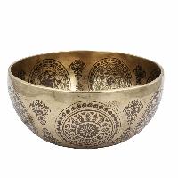 Buddhist Hand Beaten Jambati Singing Bowl, With Super Fine Etching Carving [antique]