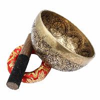 Buddhist Hand Beaten Jambati Singing Bowl, With Super Fine Etching Carving [antique]