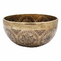 Buddhist Hand Beaten Jambati Singing Bowl, With Super Fine Etching Carving [antique]