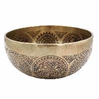 Buddhist Hand Beaten Jambati Singing Bowl, With Super Fine Etching Carving [antique]