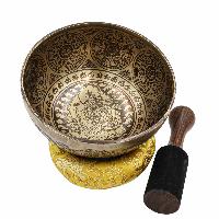 Buddhist Hand Beaten Jambati Singing Bowl, With Super Fine Etching Carving [antique]