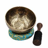 Buddhist Hand Beaten Jambati Singing Bowl, With Super Fine Etching Carving [antique]