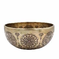 Buddhist Hand Beaten Jambati Singing Bowl, With Super Fine Etching Carving [antique]