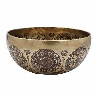 Buddhist Hand Beaten Jambati Singing Bowl, With Super Fine Etching Carving [antique]