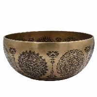 Buddhist Hand Beaten Jambati Singing Bowl, With Super Fine Etching Carving [antique]