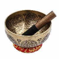 Buddhist Hand Beaten Jambati Singing Bowl, With Super Fine Etching Carving [antique]