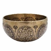 Buddhist Hand Beaten Jambati Singing Bowl, With Super Fine Etching Carving [antique]