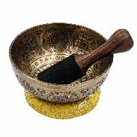 Buddhist Hand Beaten Jambati Singing Bowl, With Super Fine Etching Carving [antique]