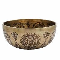 Buddhist Hand Beaten Jambati Singing Bowl, With Super Fine Etching Carving [antique]