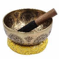 Buddhist Hand Beaten Jambati Singing Bowl, With Super Fine Etching Carving [antique]