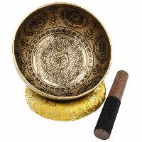 Buddhist Hand Beaten Jambati Singing Bowl, With Super Fine Etching Carving [antique]