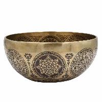 Buddhist Hand Beaten Jambati Singing Bowl, With Super Fine Etching Carving [antique]