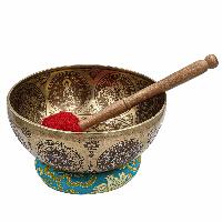 Buddhist Hand Beaten Jambati Singing Bowl, With Super Fine Etching Carving [antique]