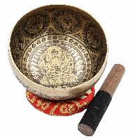 Buddhist Hand Beaten Jambati Singing Bowl, With Super Fine Etching Carving [antique]