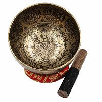 Buddhist Hand Beaten Jambati Singing Bowl, With Super Fine Etching Carving [antique]