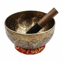 Buddhist Hand Beaten Jambati Singing Bowl, With Super Fine Etching Carving [antique]