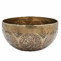 Buddhist Hand Beaten Jambati Singing Bowl, With Super Fine Etching Carving [antique]