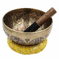 Buddhist Hand Beaten Jambati Singing Bowl, With Super Fine Etching Carving [antique]