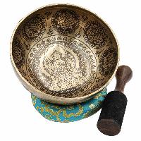 Buddhist Hand Beaten Jambati Singing Bowl, With Super Fine Etching Carving [antique]