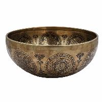 Buddhist Hand Beaten Jambati Singing Bowl, With Super Fine Etching Carving [antique]